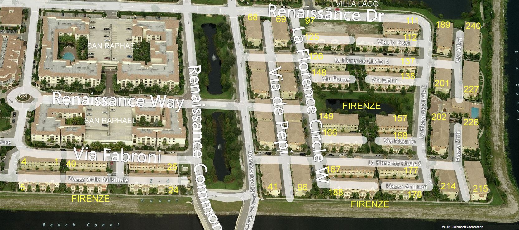 Aerial photo of Firenze at Renaissance Commons