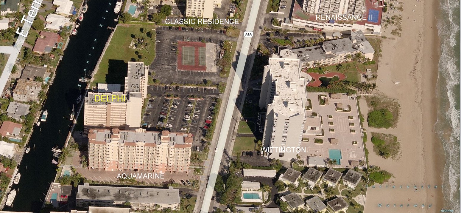 Aerial photo of Delphi Towers